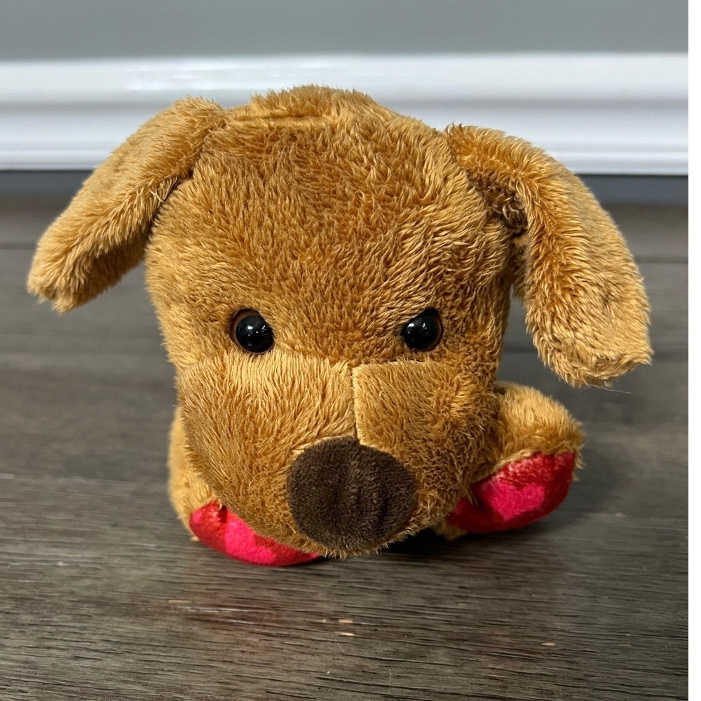 Brown‎ Puppy Dog Plush Toy Red Heart Paw Valentine's Day Kids Stuffed Animal